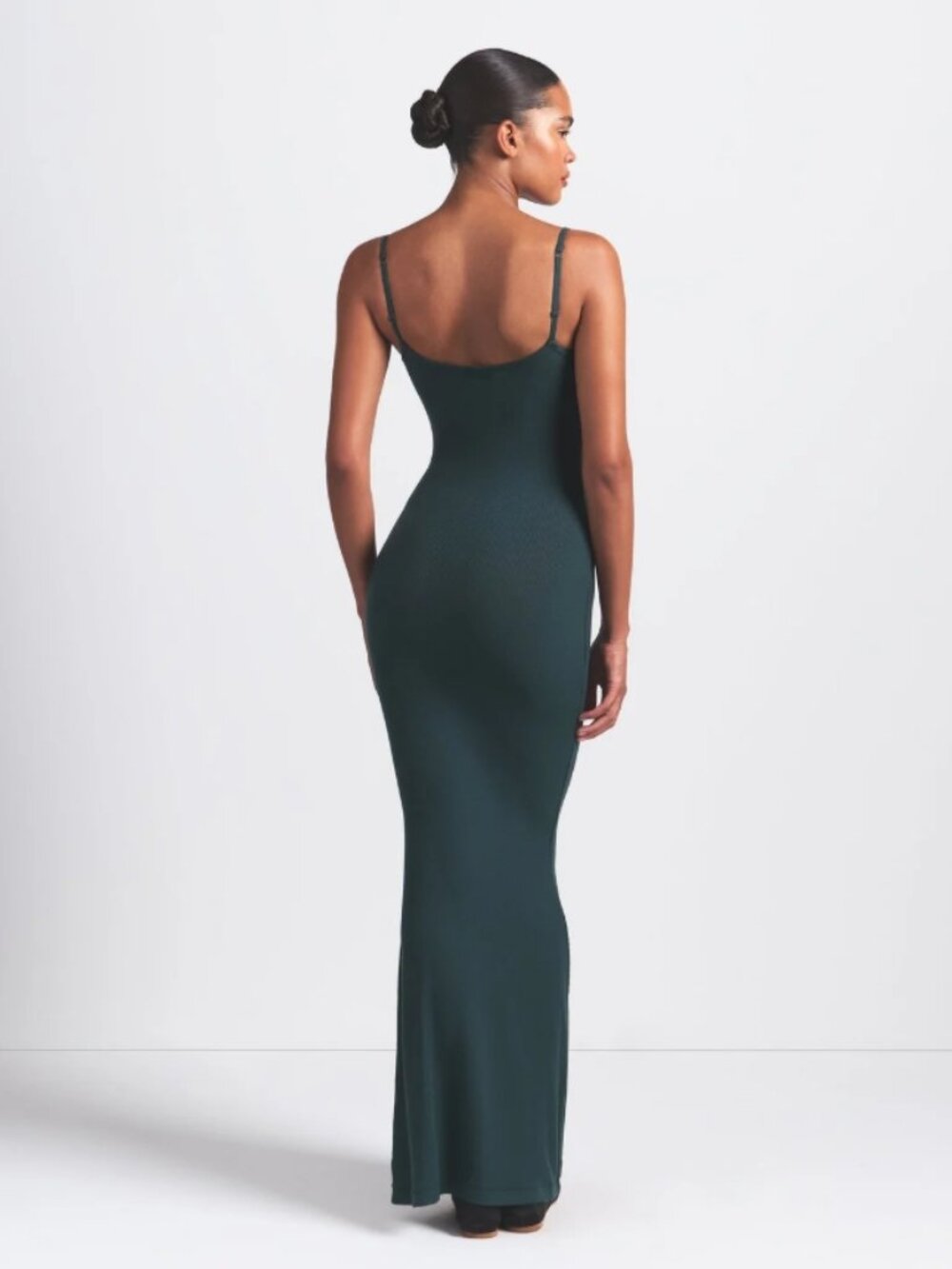 NEW SKIMS Soft Lounge Long Slip Dress Cypress Deep Green Medium NWT Maxi - Picture 2 of 5